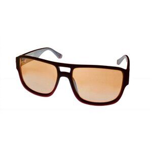 Fila Mens Matte Brown Gradient Rectangle Plastic Wrap Sunglass Flash Lens SF9344